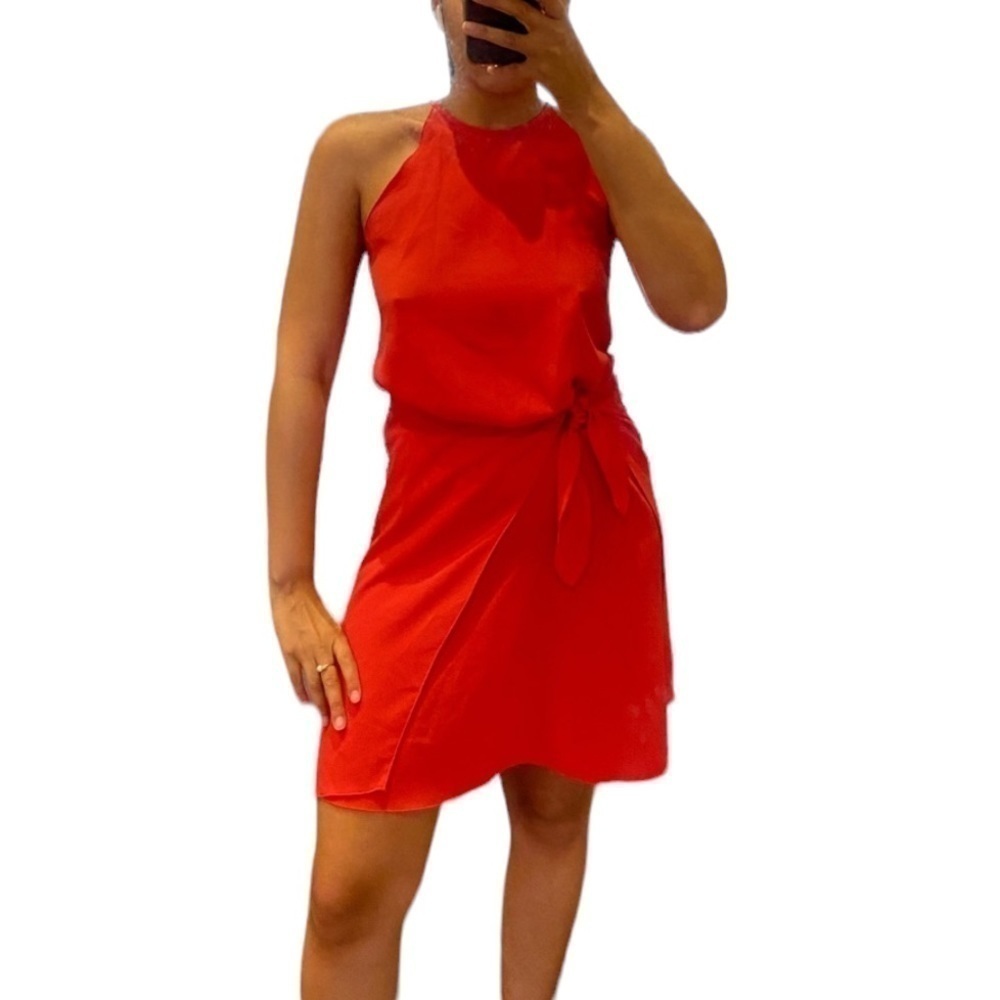 Aritzia Wilfred Tie Front Coral Mini Dress size XS
